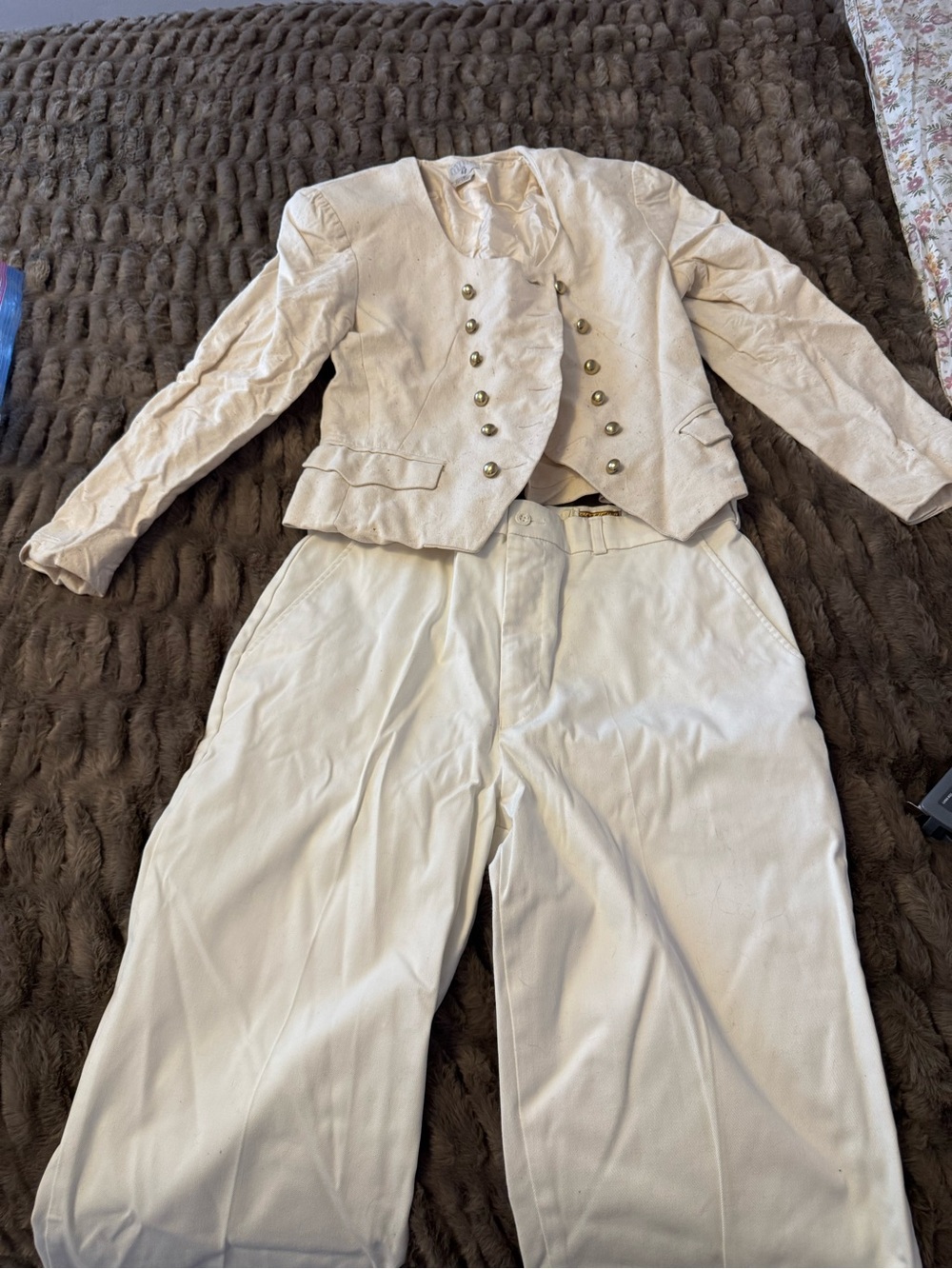 Colonial Outfit-  Founding Father Costume White Jacket Pants 2 Piece